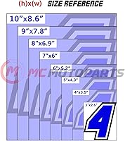 Vista 4 de MC MOTOPARTS Calcomanías personalizadas para números de carreras (juego de 3) – Estilo de contorno de 3 capas premium – Número personalizado