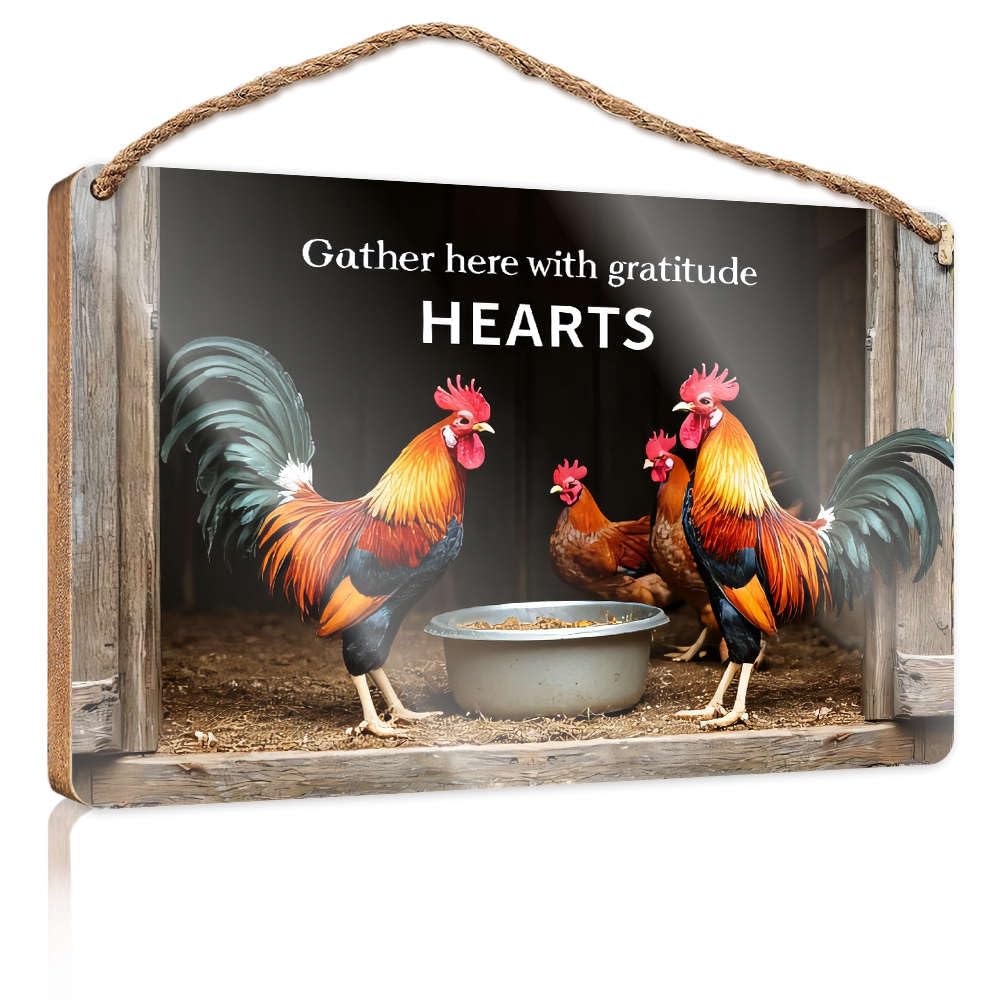 Fun Signs For Home Decor Gather Here With Gratitude, Hearts. Farmhouse Signs Desk Accessories For Men(23X35CM)
