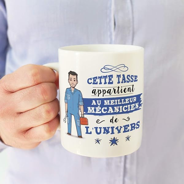 Mugffins Mécanicien Tasses Originales de café et Petit-déjeuner à Donner Travailleurs Professionnels - Cette Tasse Appartient au Meilleur Mécanicien de l'univers - Céramique 350 ML - 5