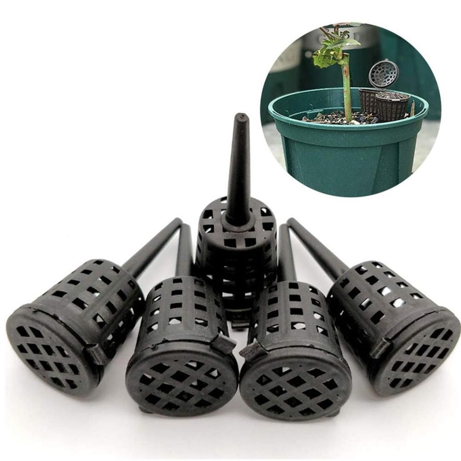 Cestas de abono para plantas con tapa | 10 unidades portátil lenta con tapa | Cesta fertilizante bonsái, para jardinería, casa, patio, jardín, patio, flores, albahaca