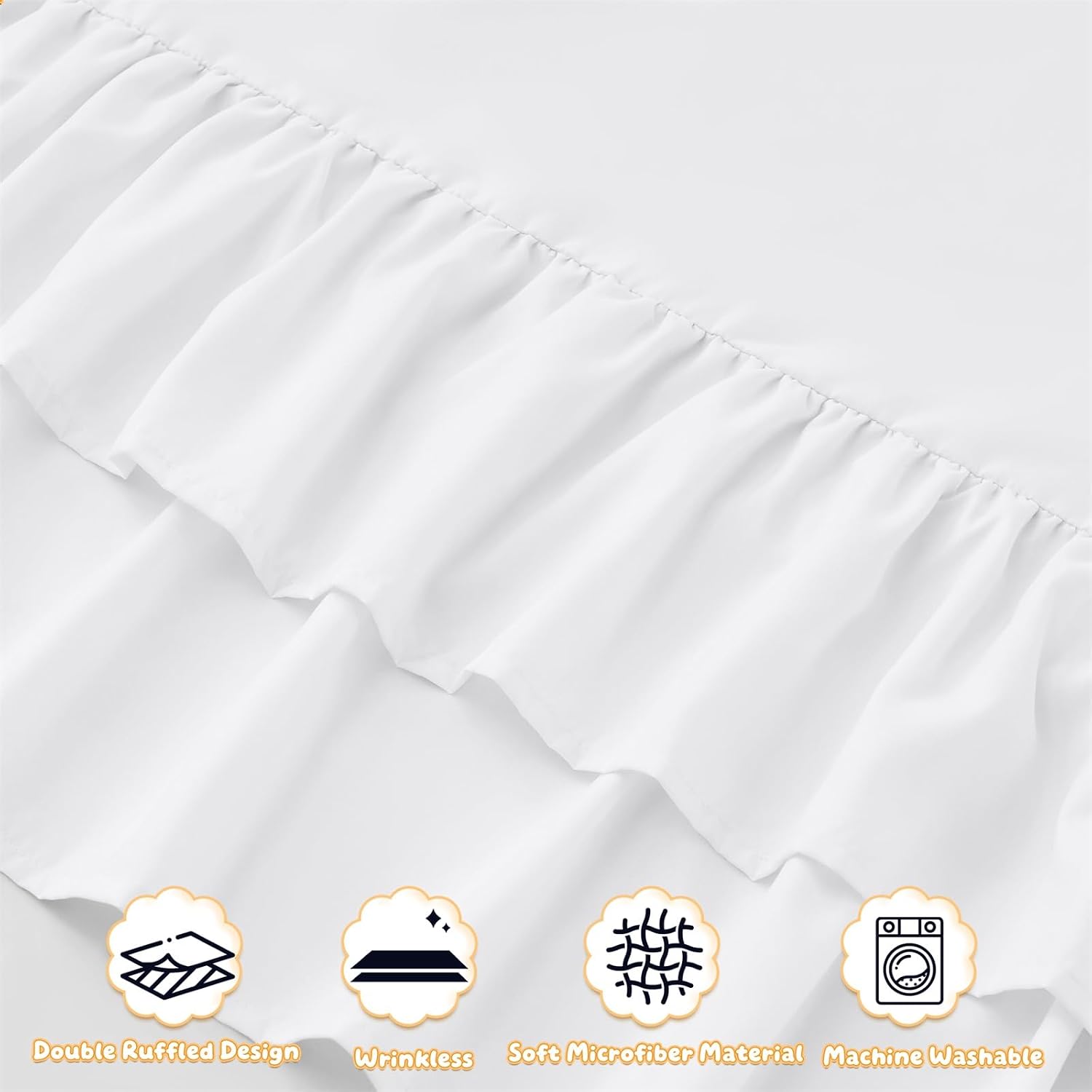 Ruffled Crib Bed Skirt 28"x 52" with 14" Drop, Soft Double Layer Nursery Dust Ruffle Skirt for Toddler Bedding/Baby Crib(White)