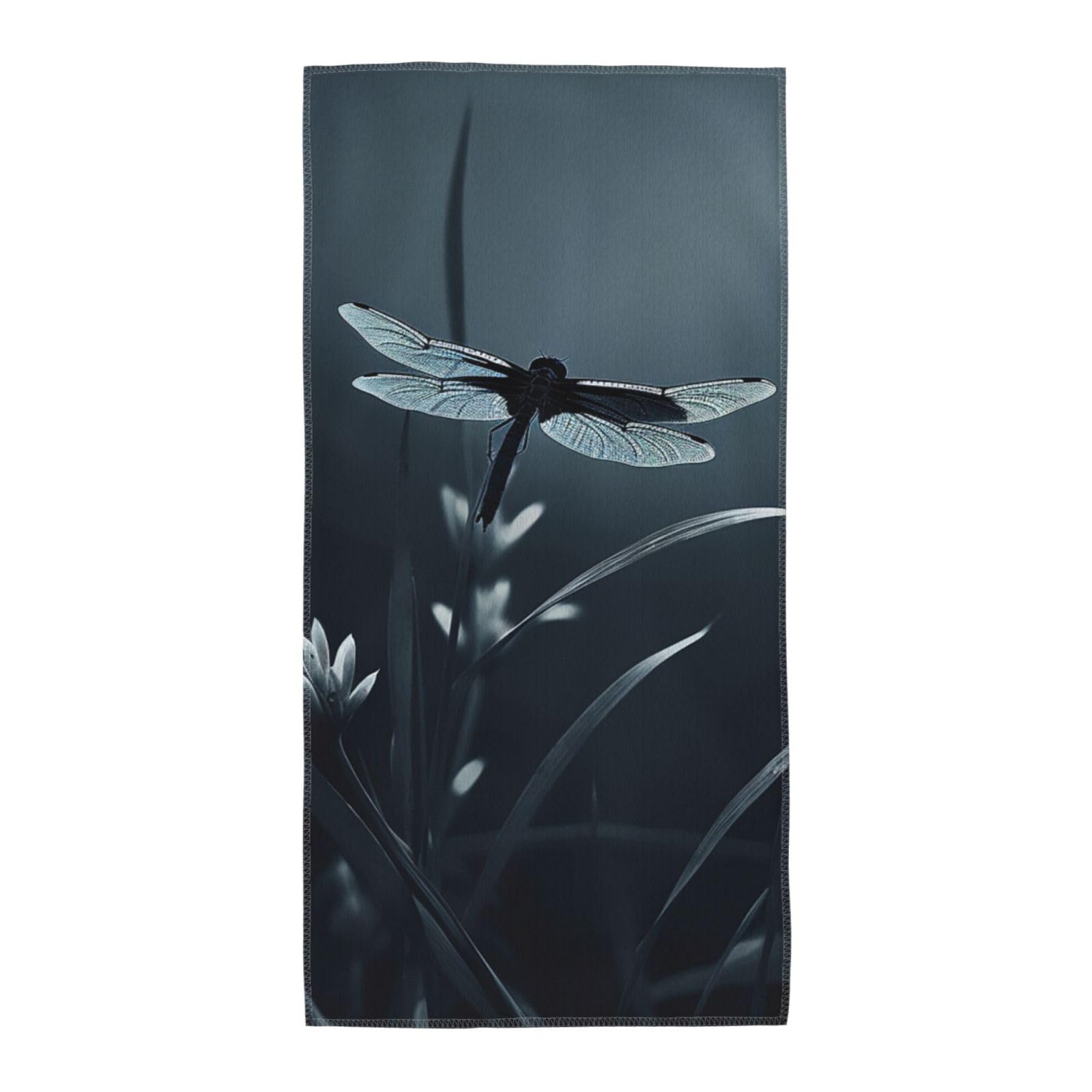FekiLoot Absorbent Hand Towels 13.8"X27.5" Decorative Bathroom Towel Soft Microfiber Face Towel Dragonfly Silhouette Dish Kitchen Towels for Bathroom Kitchen Hotel Spa Bath Towels