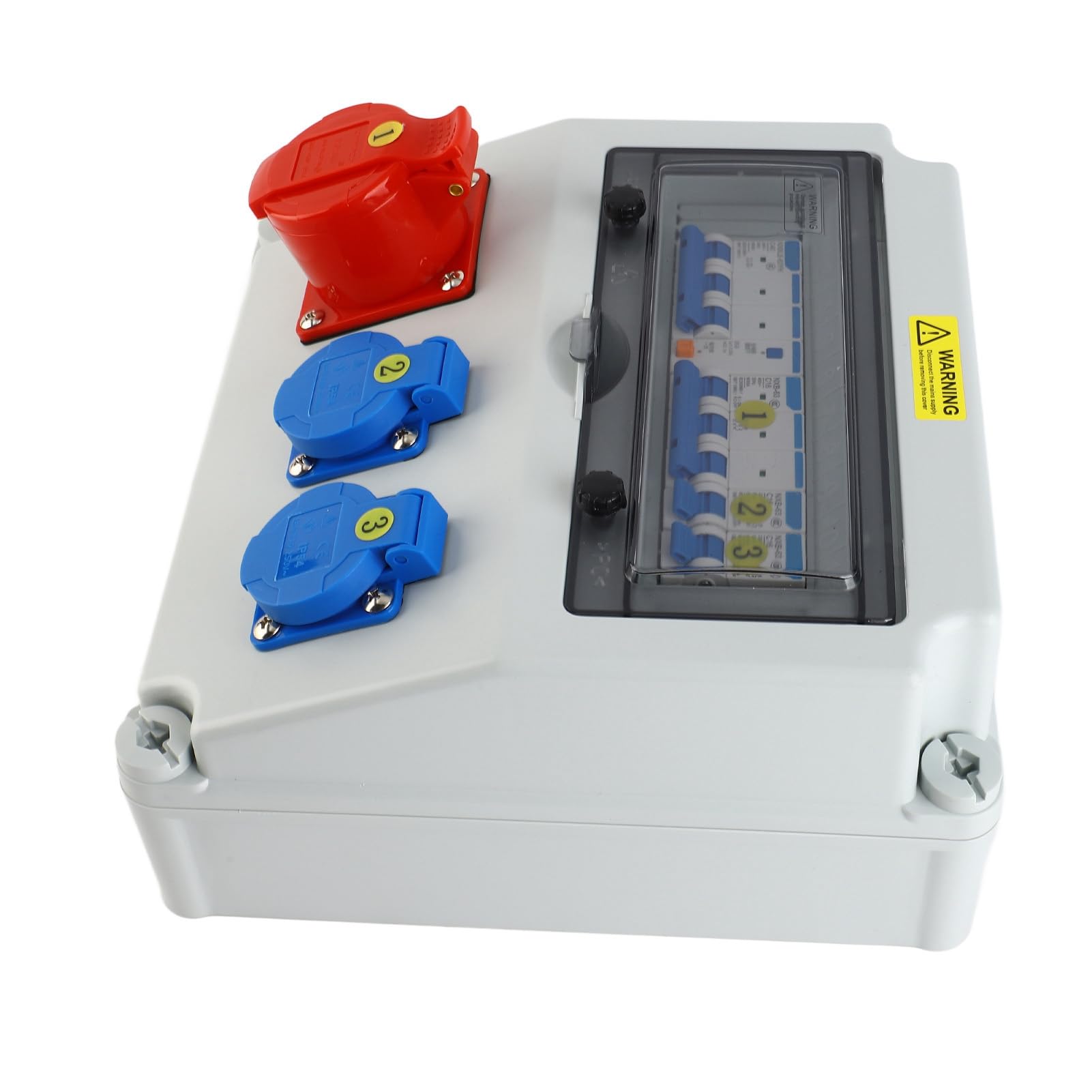 Aramox Caja de Enchufes Industriales Caja de Distribución Eléctrica ABS de 2 Núcleos de 220 A 250 V y 5 Núcleos de 380 A 415 V 16 A con Disyuntor para Uso Industrial en Exteriores
