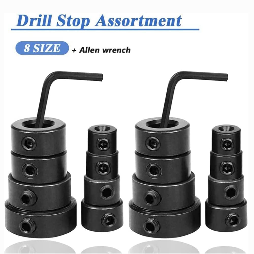 16pcs Drill Stop Collars Kit - Adjustable Depth Limit Rings For Drill Bits, Carbon Steel, Fits 3mm To 16mm Bits For Wood & Wall Drilling - View #10