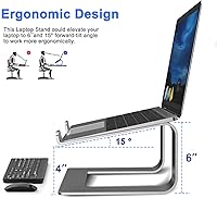 Vista 4 de DUCHY - Soporte ergonómico de aluminio para computadora portátil soporte desmontable para computadora portátil compatible con MacBook Dell HP More