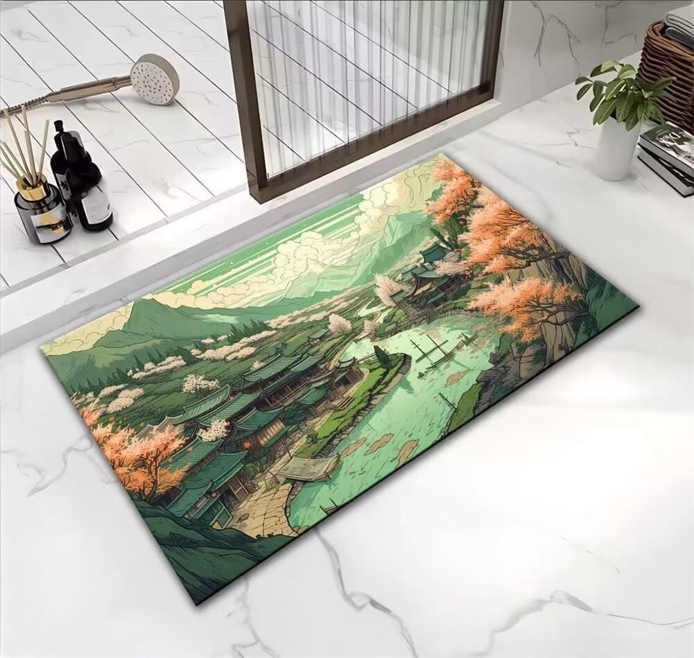 Badezimmerteppich, Badematte Rutschfest, Badteppich, Badvorleger, Duschvorleger, Badematten, Teppich Badezimmer, Bathroom Bath Mat, Badezimmer Teppich, Badematte Stein, Bodenmatte, Impression24x35in