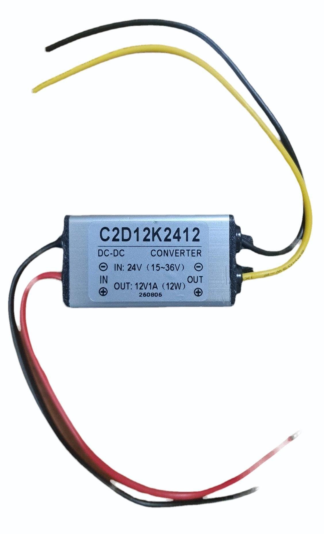 C2D12K2412 DC-DC Converter, 24V to 12V 1A Power Supply Module, 12W Step Down Voltage Regulator, 15-36V Input Range