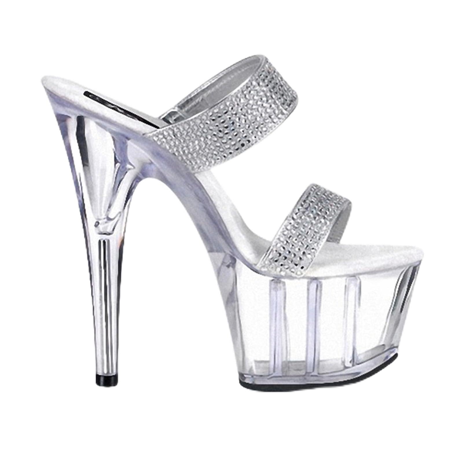 Donna Piattaforma Stiletto Tacco Alto Peep Open Toe Sandali Mules Scarpe Slingback Slip-On Prom Party Dress 6.69 in