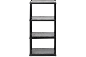 Gracious Living Black Plastic 4-Shelf Light Duty Storage Shelving Unit for Storage Organization