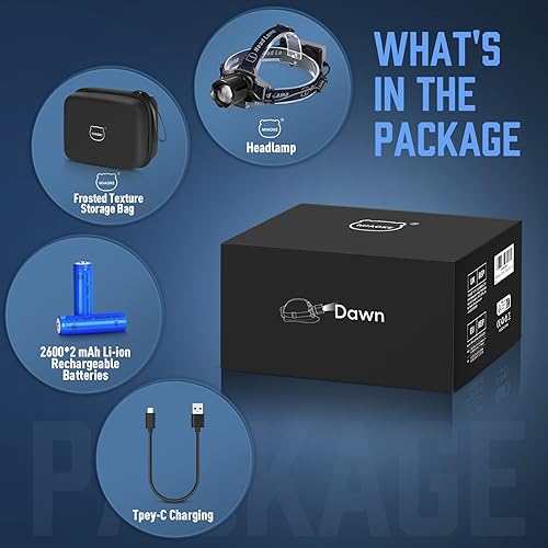 Miniatura 7 de MIAOKE Linterna frontal LED, recargable por USB, 100000 lúmenes, súper brillante, IPX5, impermeable, 4 modos con indicador de potencia y luz de