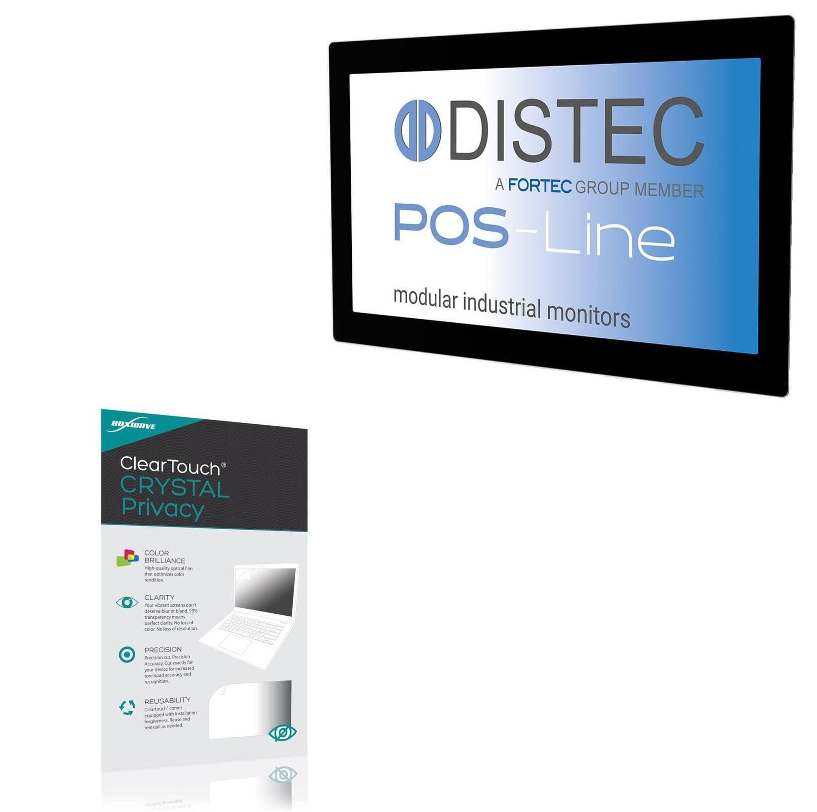 BoxWave Screen Protector Compatible with Distec POS-Line 21.5 Video PME (21.5 in) - ClearTouch Crystal Privacy (2-Pack), Privacy Screen Protector Flexible Film Clear