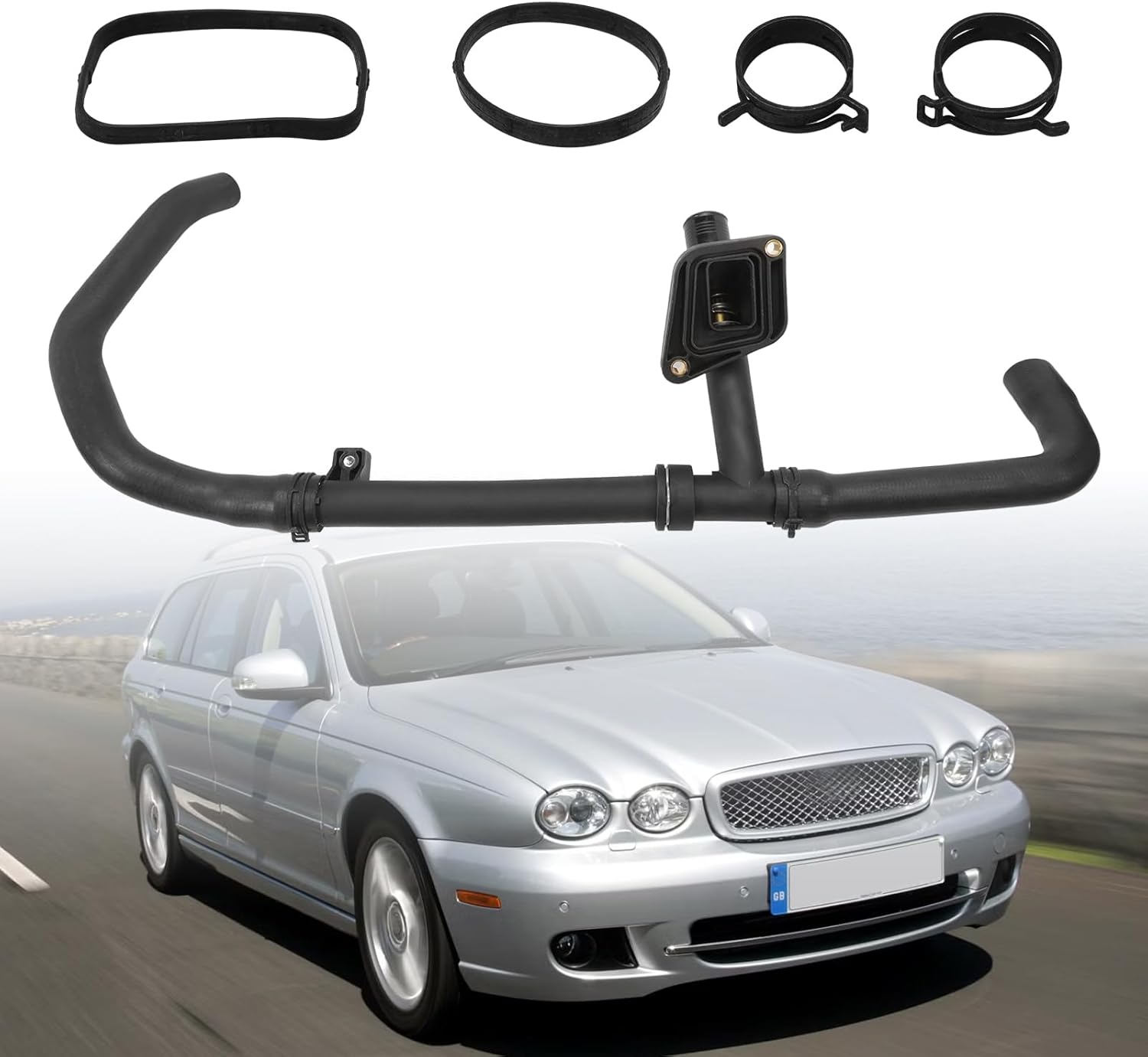 C2S43430 Fit 2002-2008 JAGUAR X-Type Radiator Top Hose W/Thermostat Assembly C2S43430X