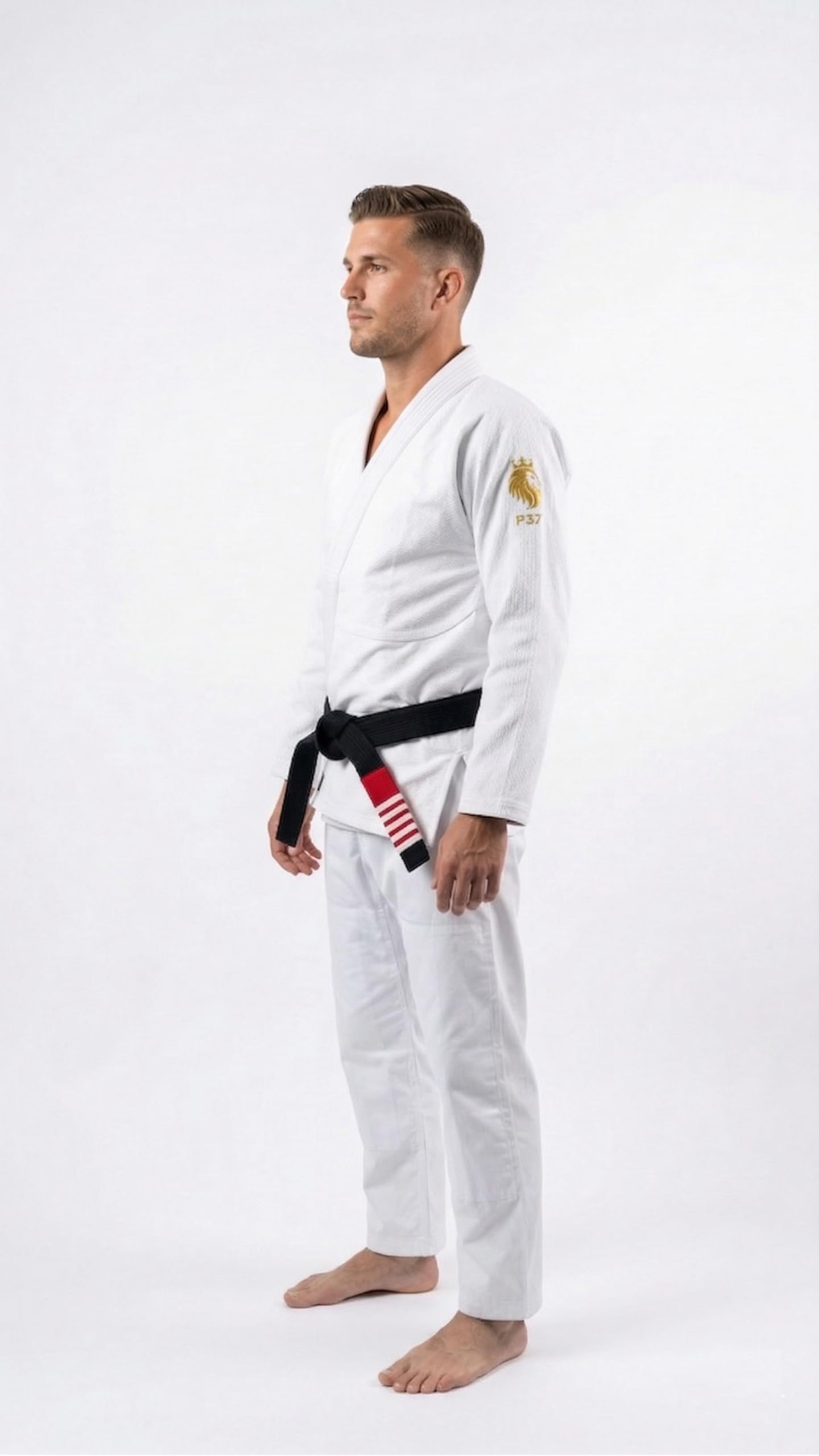 P37 Kimono BJJ Uomo A2 Bianco - Brazilian Jiu Jitsu Gi Pearl Weave, Pantaloni in Cotone Ripstop a Quadretti, Approvato IBJJF, Tessuto Pre-ristretto con Cintura Bianca Gratuita