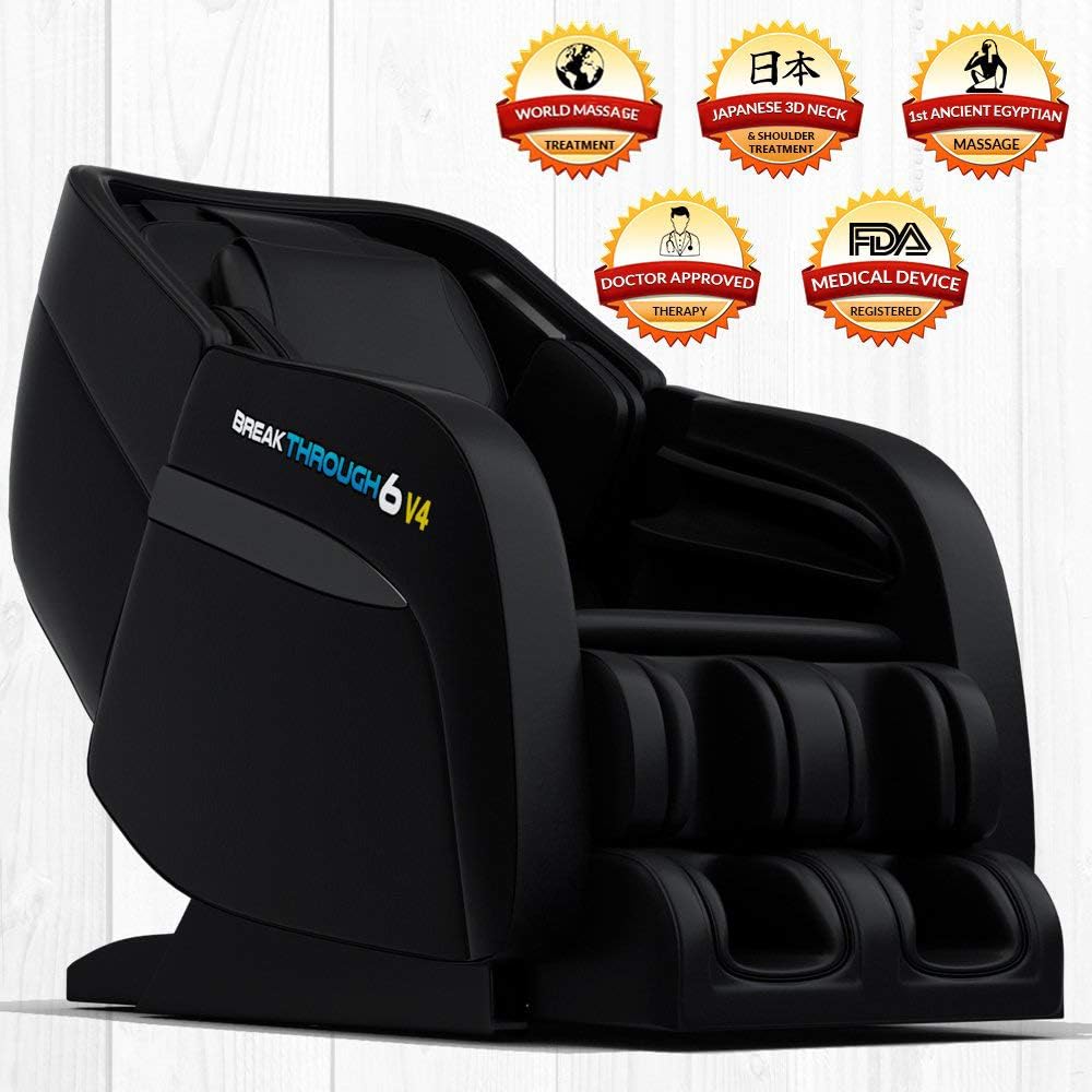 6 v4 Recliner 3D Massage Chair | Zero Gravity with Heating | Deep Tissue Shiatsu Full Body Massager | Yoga Stretch | Pain Relief | Full Foot Massager | Perfect Luxury Gift (Black)