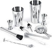 Vista 1 de Juego de coctelera de acero inoxidable de 10 piezas, herramientas de barra mezcladora de bebidas, kit de camarero, con todos los accesorios