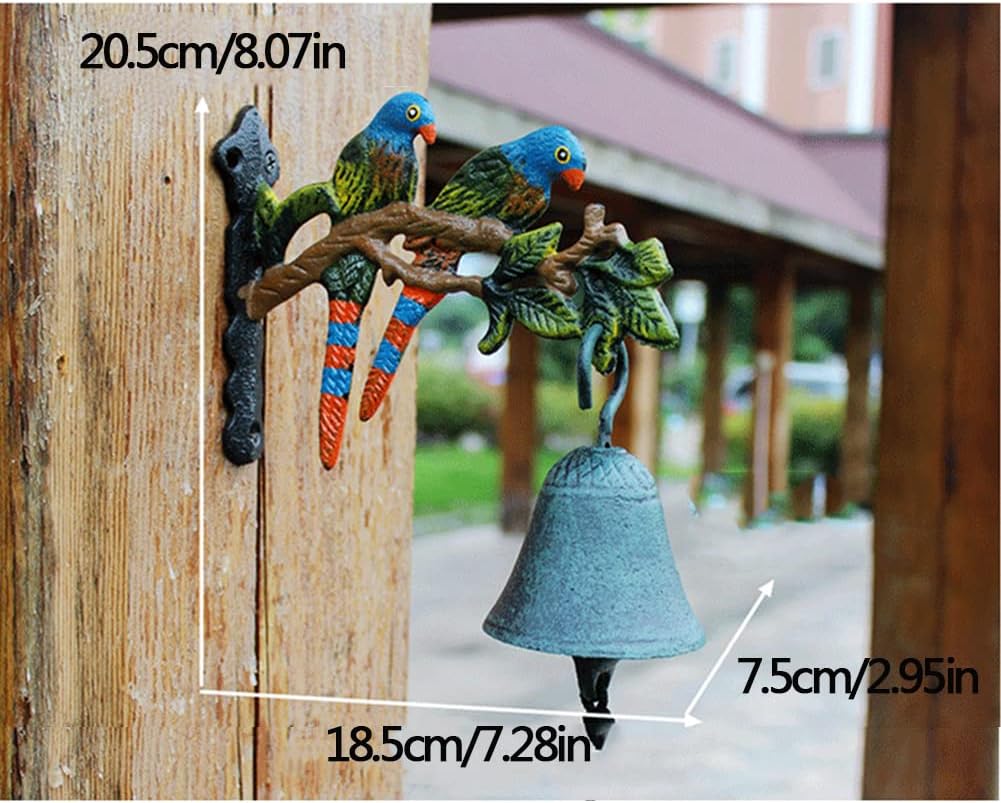 Doorbell，Wall Hanging Door Bell,Hand Bell， Manually Shaking Wall Hanging Doorbell， Vintage Door Bell,Manual Doorbell， Doorbell Parrot Birds Hand Cranking Welcome Door Bell Outdoor Wall Mounted Dinner