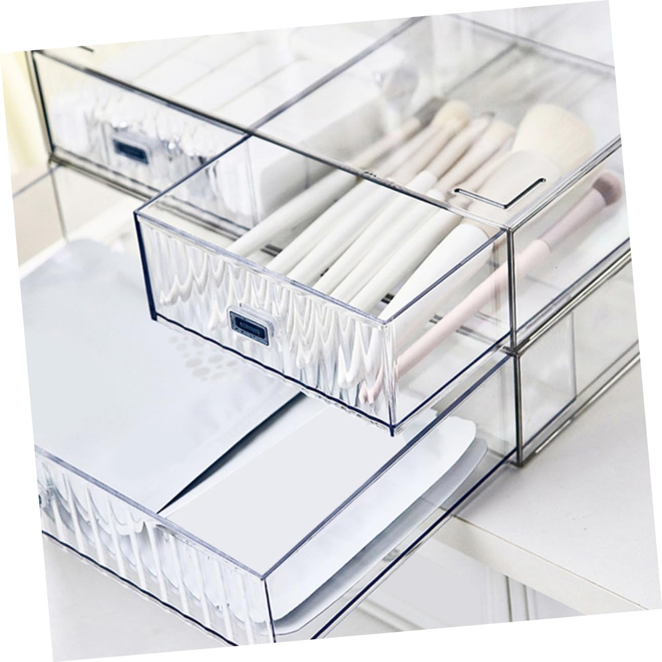 SHINEOFI Organizzatore Da Scrivania Semplice Ed Elegante Scatola Portaoggetti Con Cassetti Organizzazione Della Scrivania Da Ufficio Set Da 3 Pezzi in Plastica