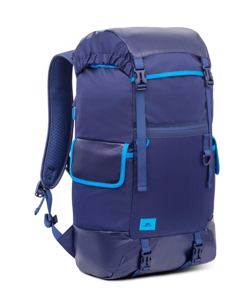 Rivacase 5361 - Zaino per computer portatile da 17,3", 30 l, con tracolla, luce riflettente, tasche nascoste, zaino unisex universitario studente, zaino per computer portatile