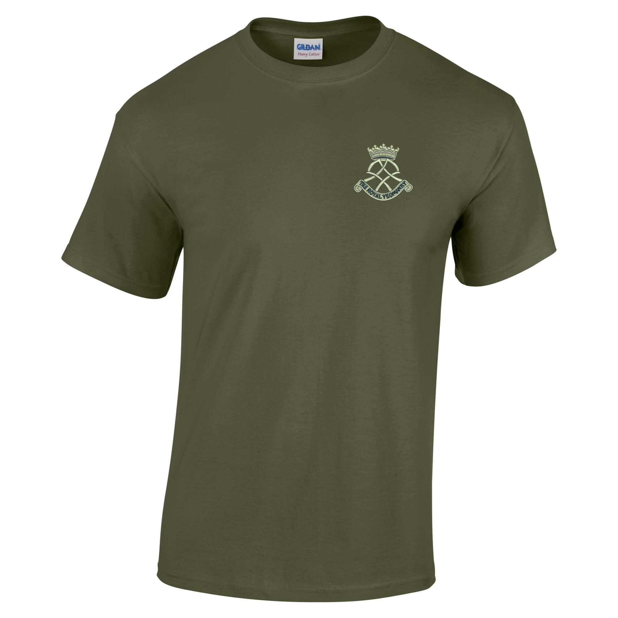 Pineapple Joe's Men's Military Green Royal Yeomanry Embroidered T-Shirt - Large