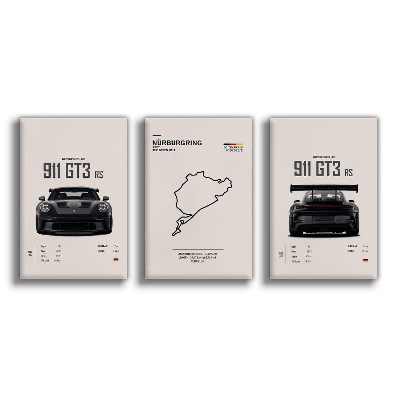 Car Poster Walls Canvas 911 GT3 RS Turbo Carrera Posters Wall Art Canvas For Boys Room Banner For Man Cave Garage Bedroom Unframe 12x18inch(30x45cm)