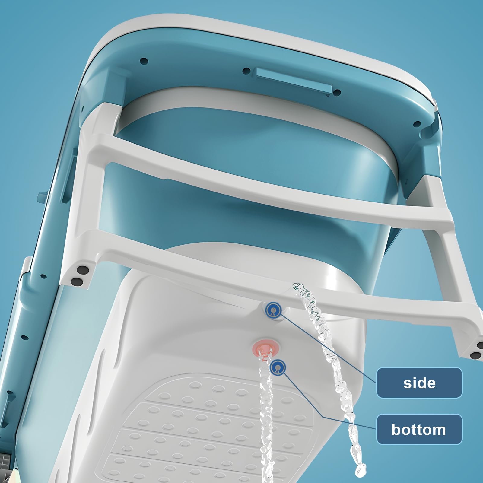 Składana wanna dla dorosłych 133 cm, duża, przenośna, składana, wolnostojąca wanna z hydromasażem/lodem, oszczędność miejsca, do domu, podróży, niebieska, 130 cm