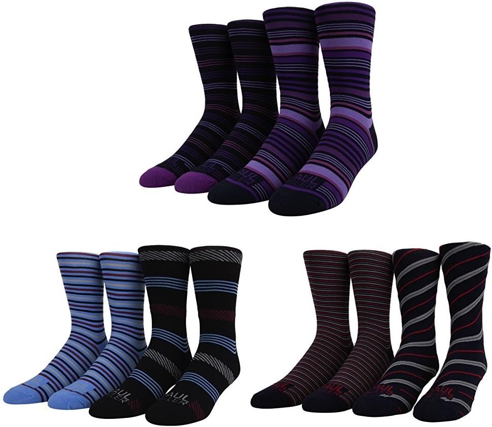 Paul Miller Men's 6 Pack (2pack x 3) Colorful Patterned Cotton Dress Socks