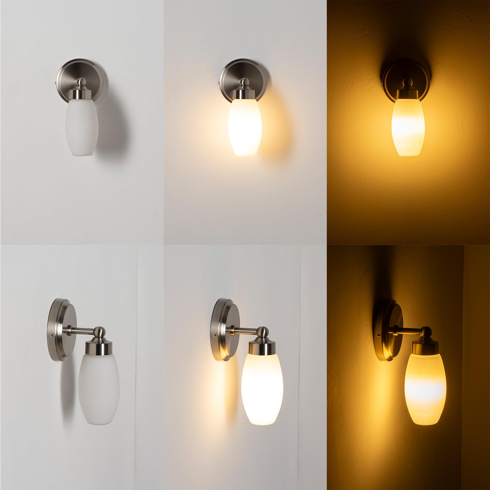 Alpinaluz applique murale pour salle de bain avec douille E14, base métallique nickel et abat-jour en verre blanc mat, design vintage élégant, protection IP44, lumière douce homogène