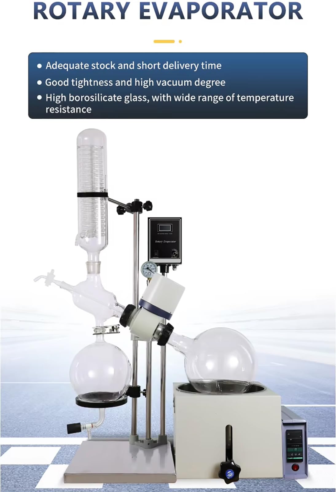 NGARY Digitaler 5-Liter-Rotationsverdampfer Fürs Labor, Rotavapor-Laborgerät Mit Motorlift, Digitalem Heizbad Und Kühler, 0,095 MPa Vakuum & 10–200 U/min, Temperatur-/Drehzahlanzeige
