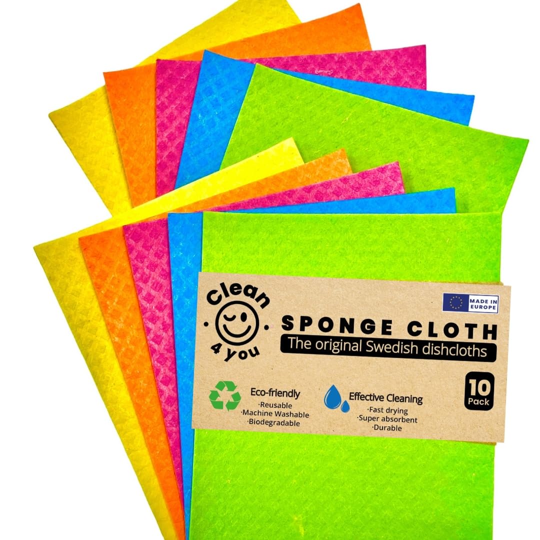 Swedish Dish Cloths Absorbent Cellulose Sponge Cloths Washable Cleaning Cloths No Odor Dishcloths Reusable Paper Towels Durable Kitchen