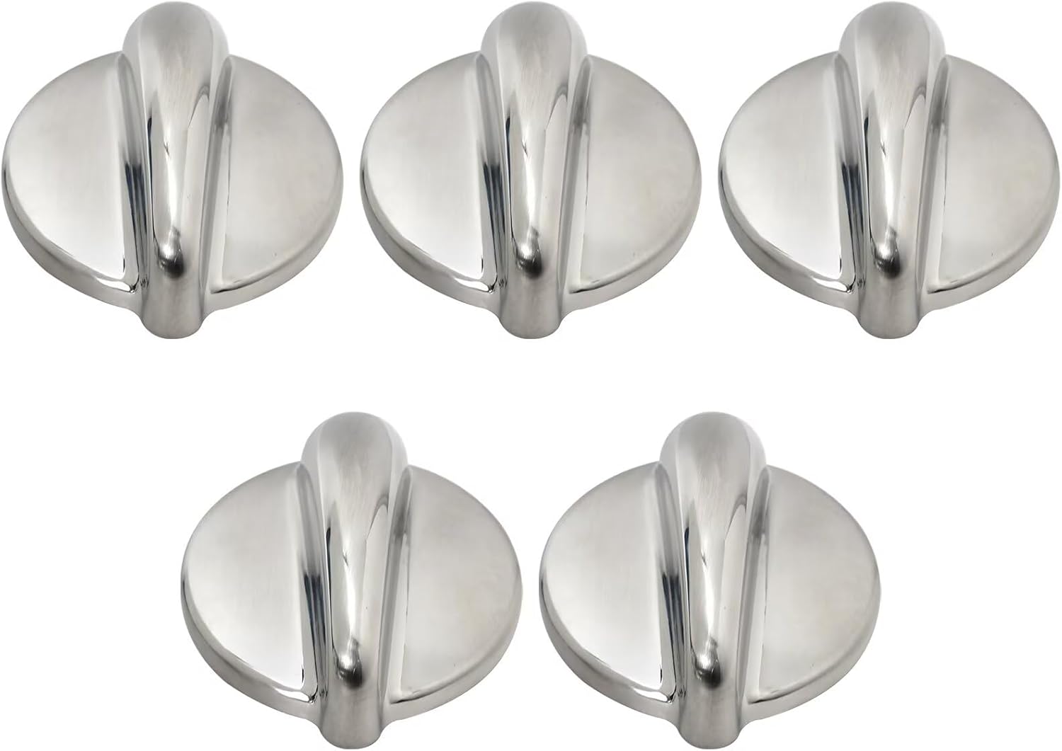 Xspeedonline 5 Packs Silver WB03K10303 Profile Stove Cooktop Oven Rang Knob Replaces AP4980246, 1810427 Compatible for General Electric/Hotpoint/RCA Range Models