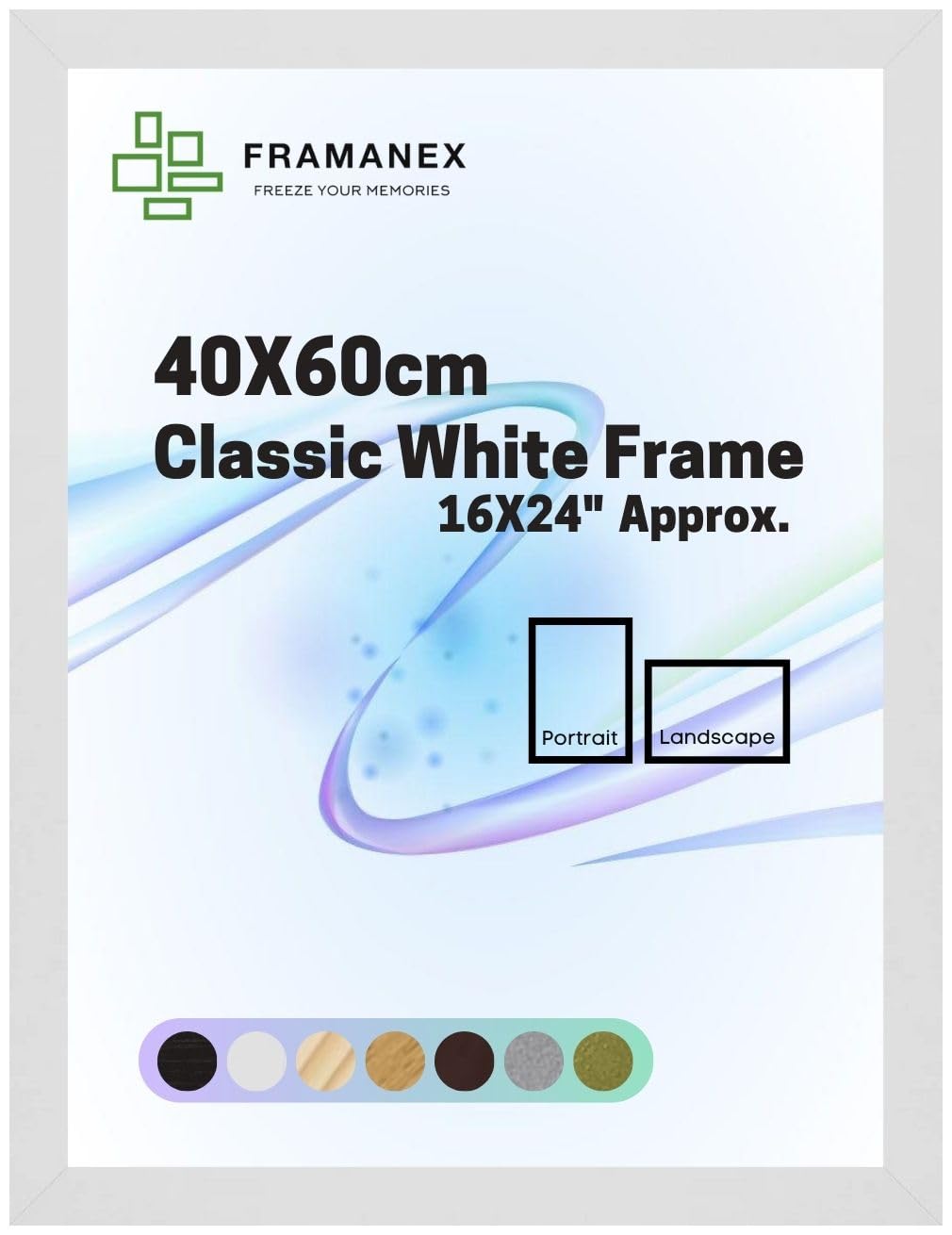 Framanex White Modern Dome Shape Frames | Colour 40X60 Cm Picture Photo Poster Frames | 60X40 Cm Rectangle Picture Frame | Beautify Your Walls With Sd Mold Wood Finish Photo Frame