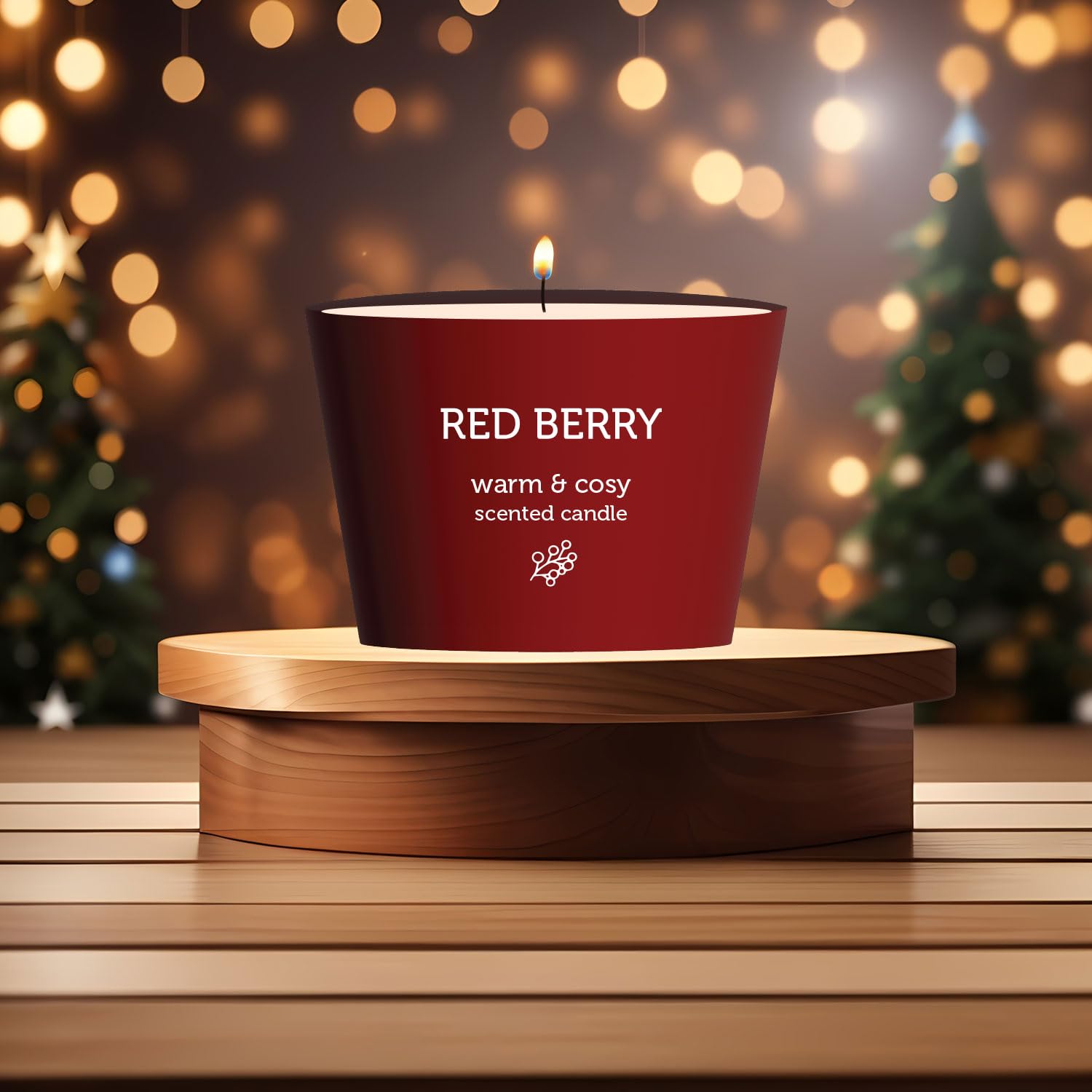 PAN AROMA® RED Decorative Holder & Scented Candle, RED Berry, 85g - Image 2