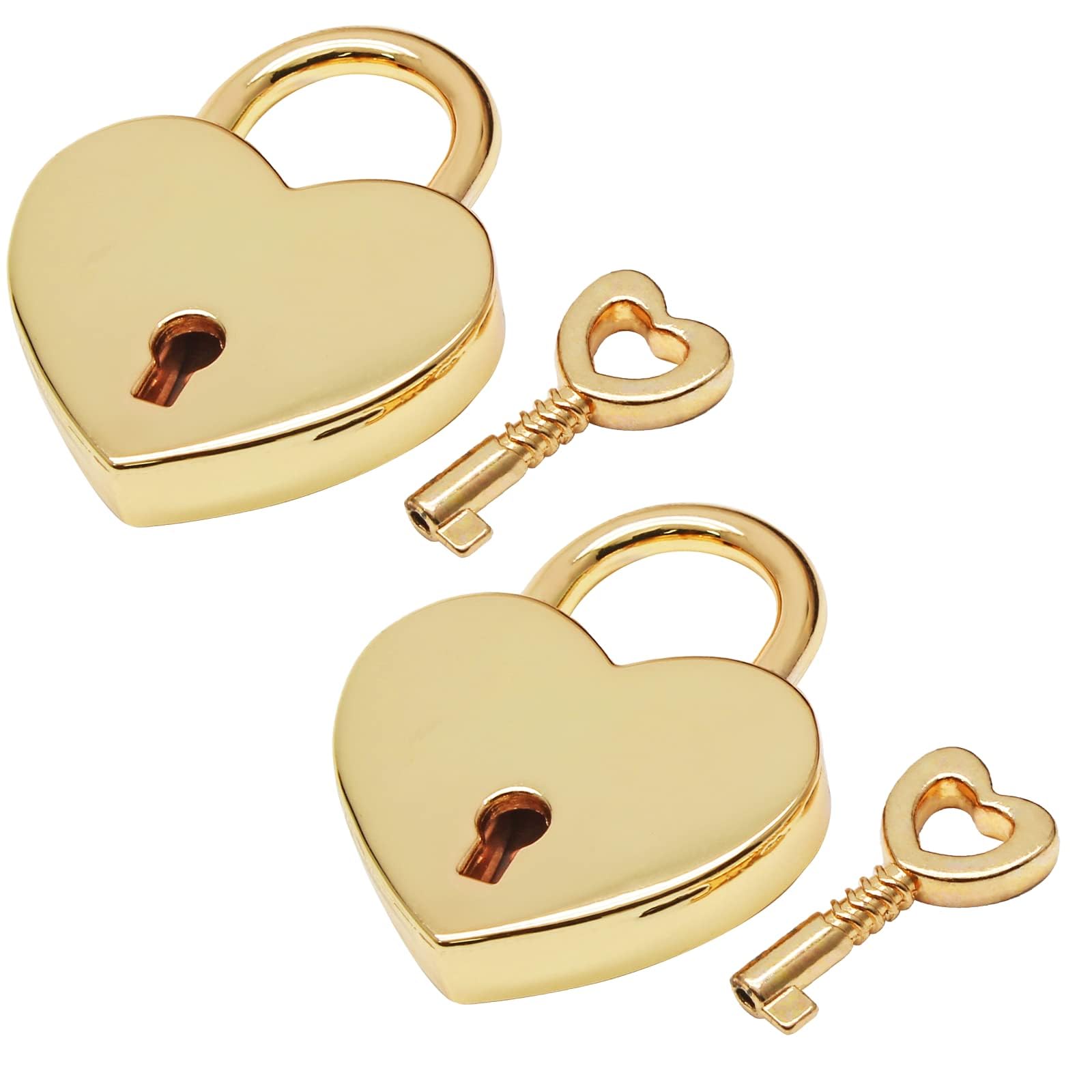 2Pcs Gold Heart Shaped Padlocks with 4 Keys – Small Decorative Mini Locks for Jewelry Box Diary Notebook Mini Bags, Gift for DIY Crafts-image-16
