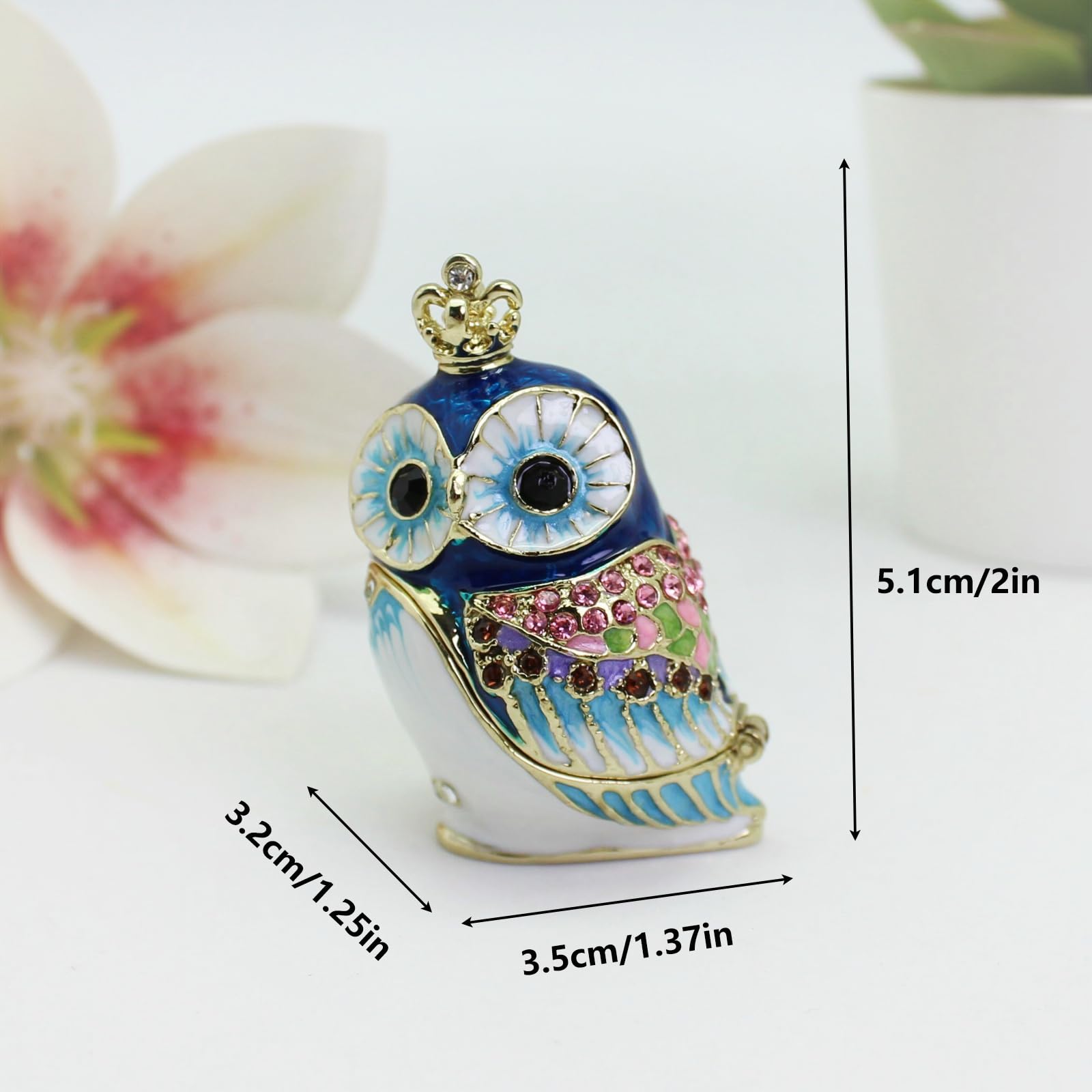 Amazon｜XJYGFTS フクロウ 小物入れ 蝶番付き エナメル ジュエリー