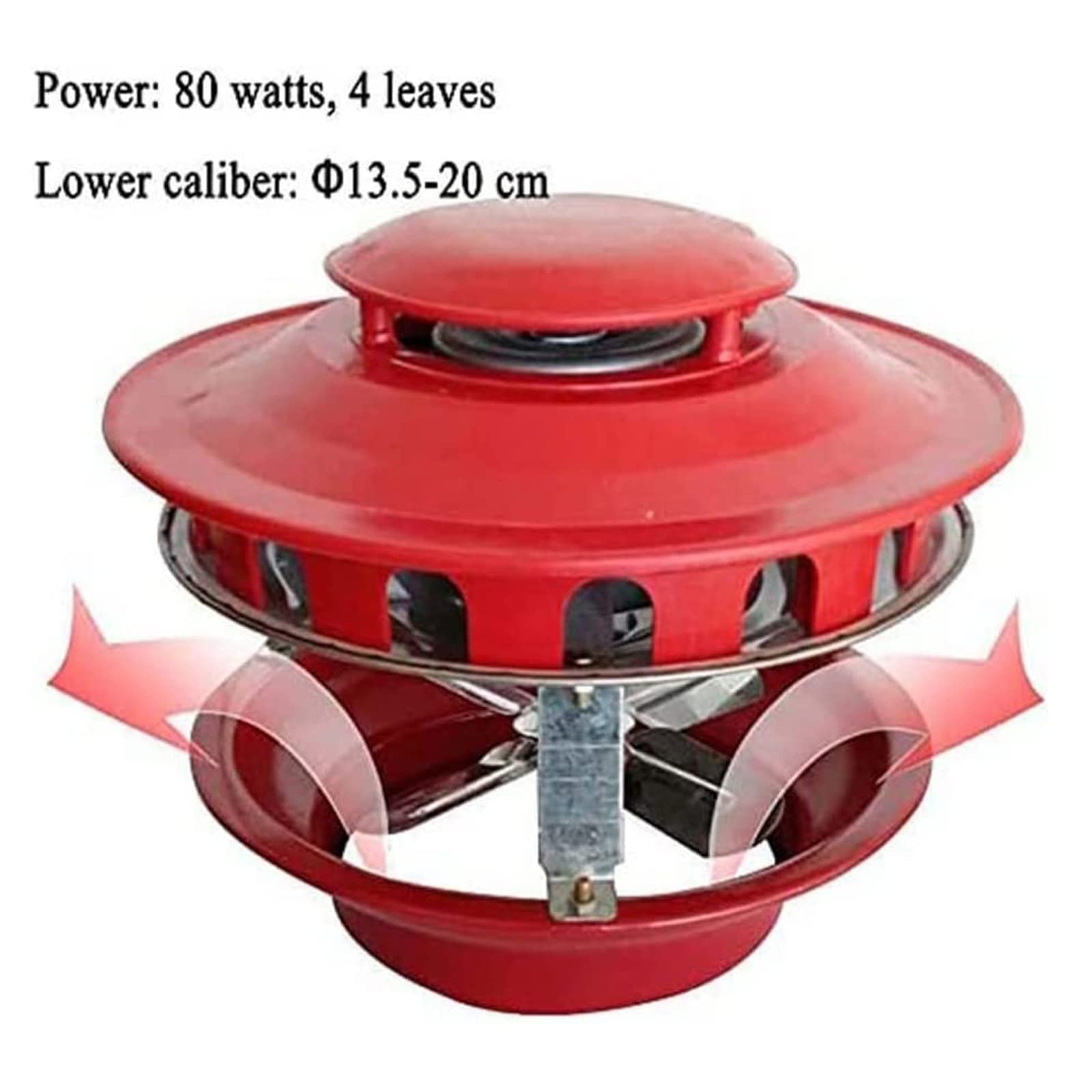 Aspiratore Camino 80W 4 Foglie Aspiratore Camino Aspiratore Canna Fumaria Induttore di Tiraggio Camino Aspiratore per Camino Barbecue BBQ