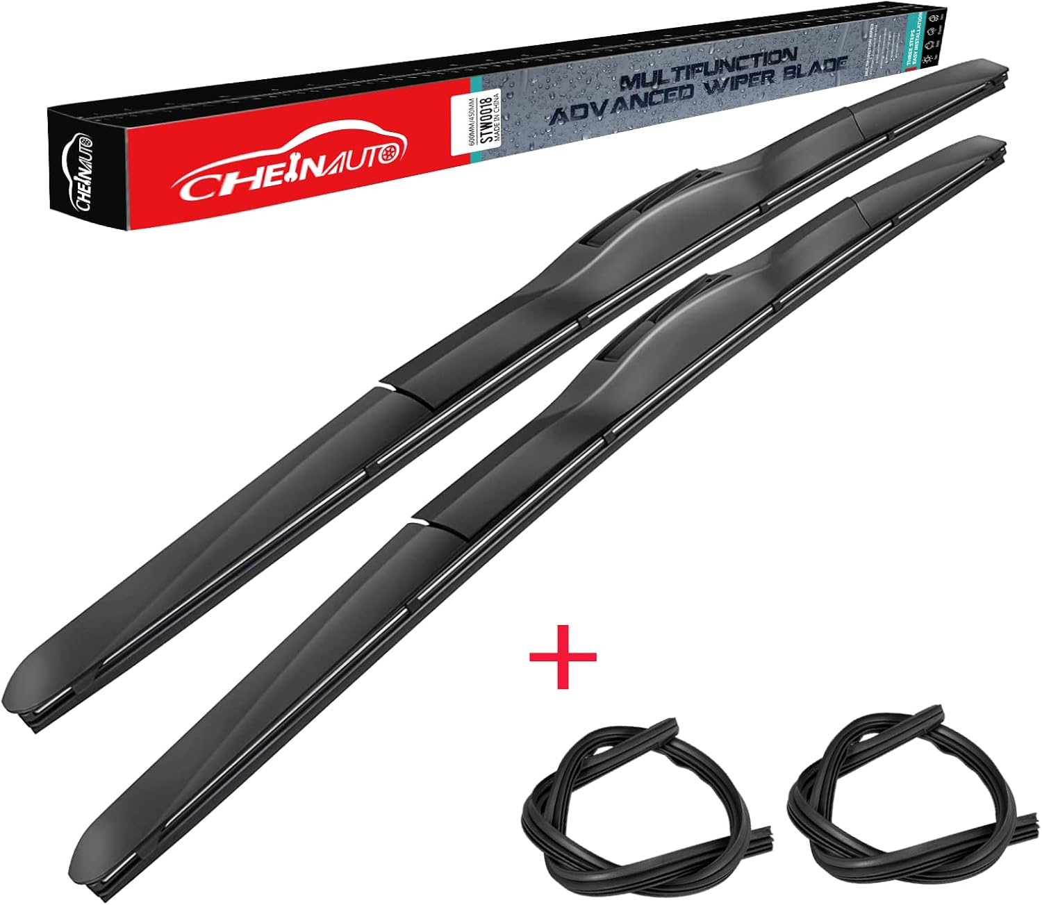 Windshield Wiper Blades, 26"+16" Wiper Blades with Premium Rubber, Durable Stable & Quiet, Auto Replacement Windshield Wipers for All-Seasons (Pack of 2)