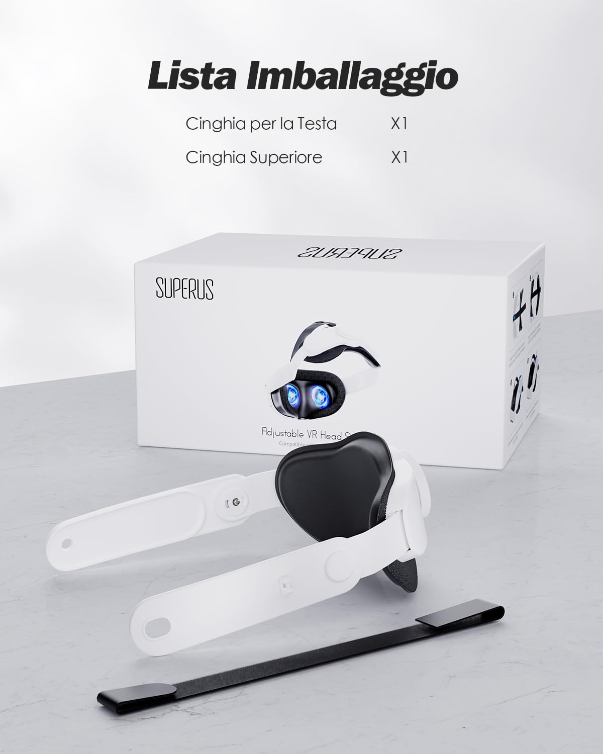SUPERUS Cinturino per Testa per Meta Quest 3S/Quest 3 - Head Strap Sostitutiva per Quest 3S/Quest 3, VR Accessori per Meta Quest 3S/Quest 3 - Comfort Migliorato, Riduzione della Pressione sulla Testa