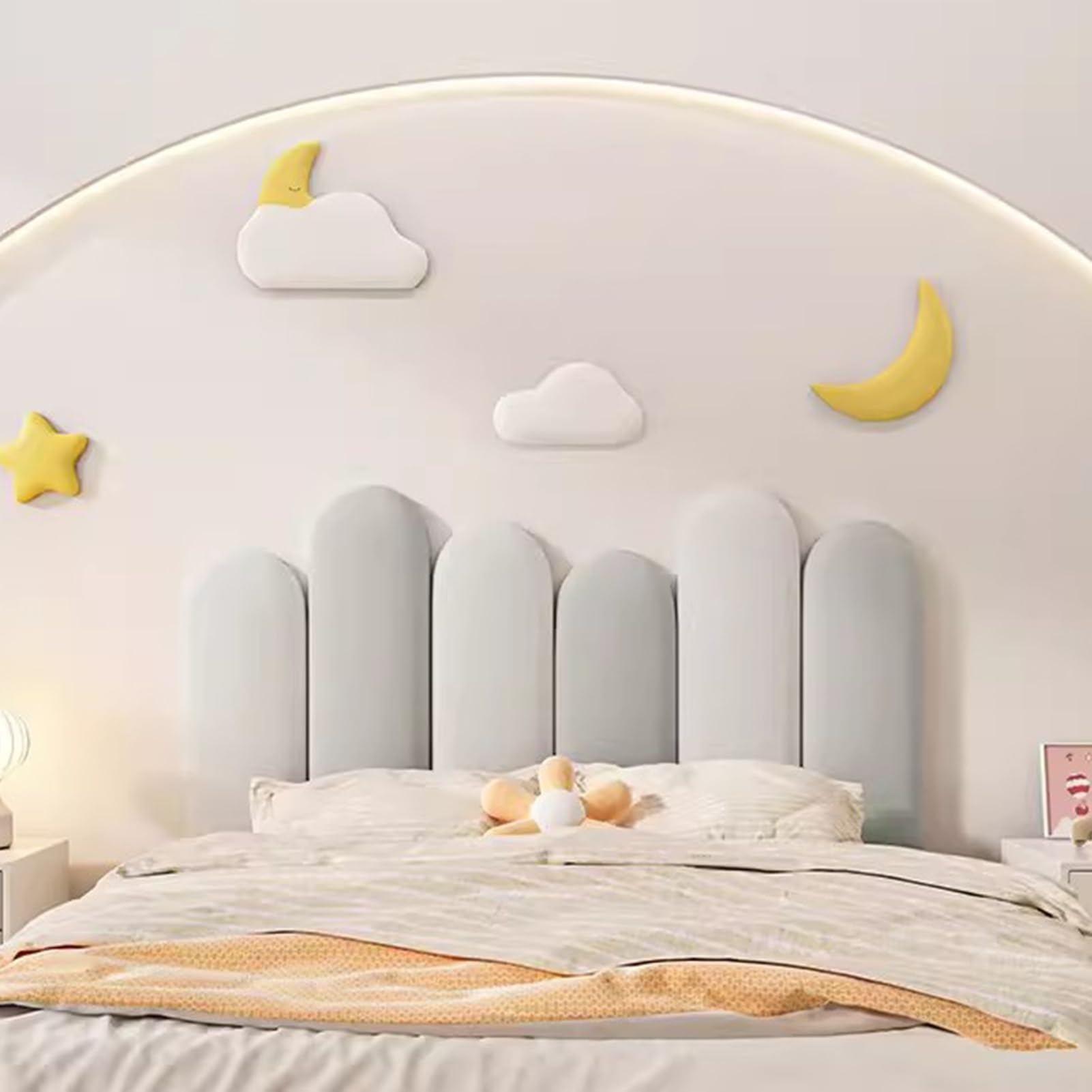 Gleedipre Single/Double Beds Headboards Upholstered wall panels Peel and stick 3D wall sticker Anti-fouling and scratch-resistant Decorative wall panels(T01,120x55cm)