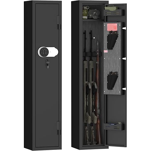 Rifle Safe,2-3 Gun Safe for Rifles and Pistols,Rifle Gun Safes with LED Light,Removable Shelf,Fireproof Gun Safe for Rifles and Pistols,Fully Assembled