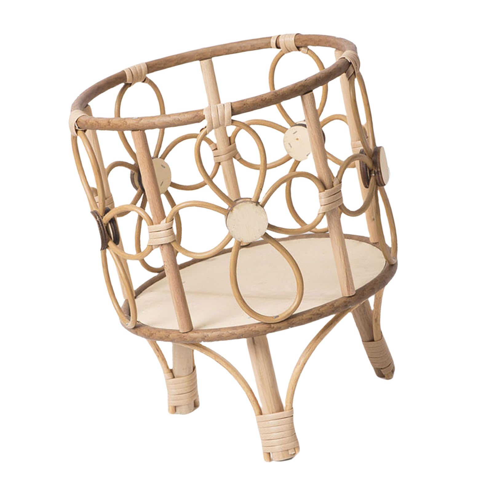 Hsioluted Woven Plant Stands Display Shelf Rattan Flower Pots Wood Planter Holder Handwoven Storage Basket Rack for Patio Home Gardening Enthusiasts