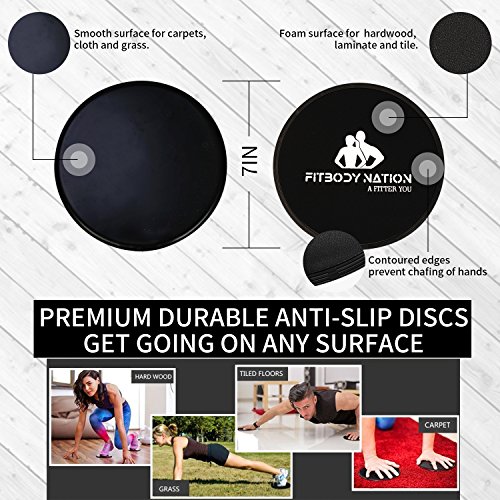 FITBODYNATION 80 Day Equipment-Resistance Bands(5), Core Sliders Fitness Discs(2) Set with 7pc Portion Control Containers for 21 Day Program, Weight Loss E-Book Guide, Online Workout Video - Thumbnail 6