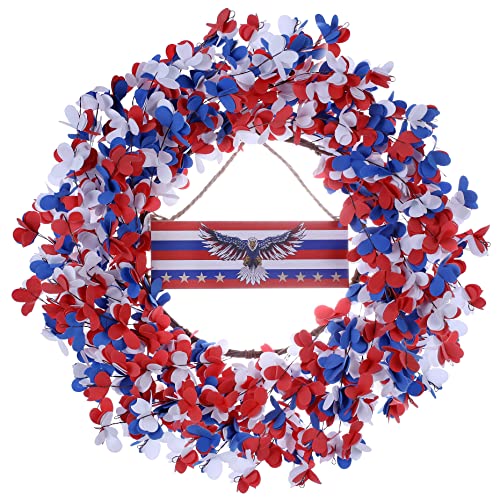 Yawwind 4Th Of July Patriotic Wreath 20 Inch Red White Blue Memorial Independence Day Wreath Patriotic Wreaths For Front Door #TOP9