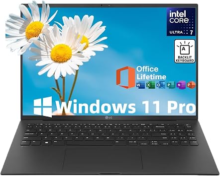 LG Gram Laptop, 17.3 WQXGA Touchscreen, Ultra-Light Business Laptop, Intel Ultra 7 Series 2, Copilot+ PC, Intel Arc Graphics, Wi-Fi 7, Windows 11 Pro, Office Lifetime 32GB RAM | 1TB SSD