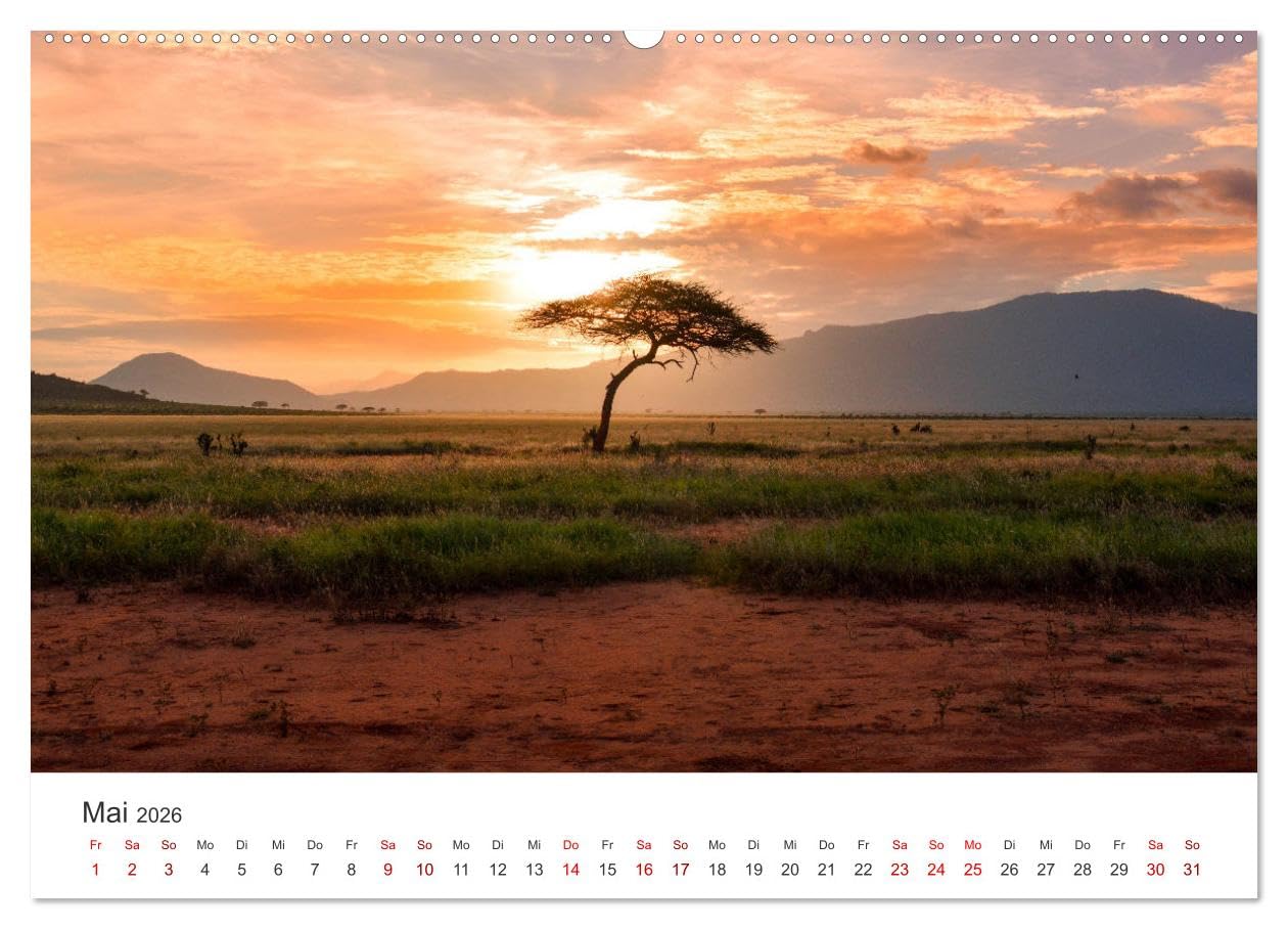 Kenia - Eine Safari durch unberührte Natur. (Wandkalender 2026 DIN A2 quer), CALVENDO Monatskalender: 12 hevorragende Aufnahmen aus Kenia. (CALVENDO Orte)