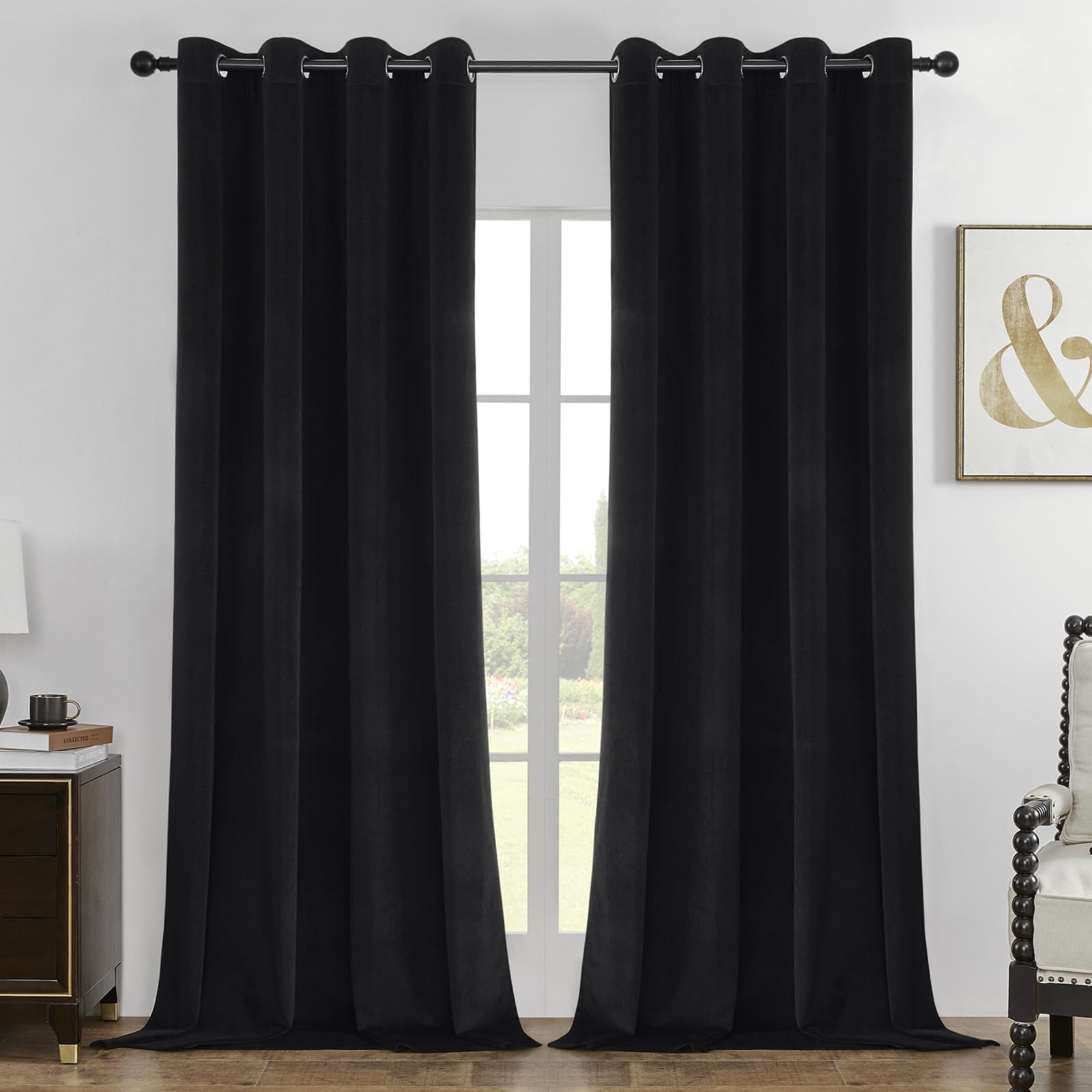 Rideaux occultants en velours Joydeco pour bloquer la lumière du jour et le froid