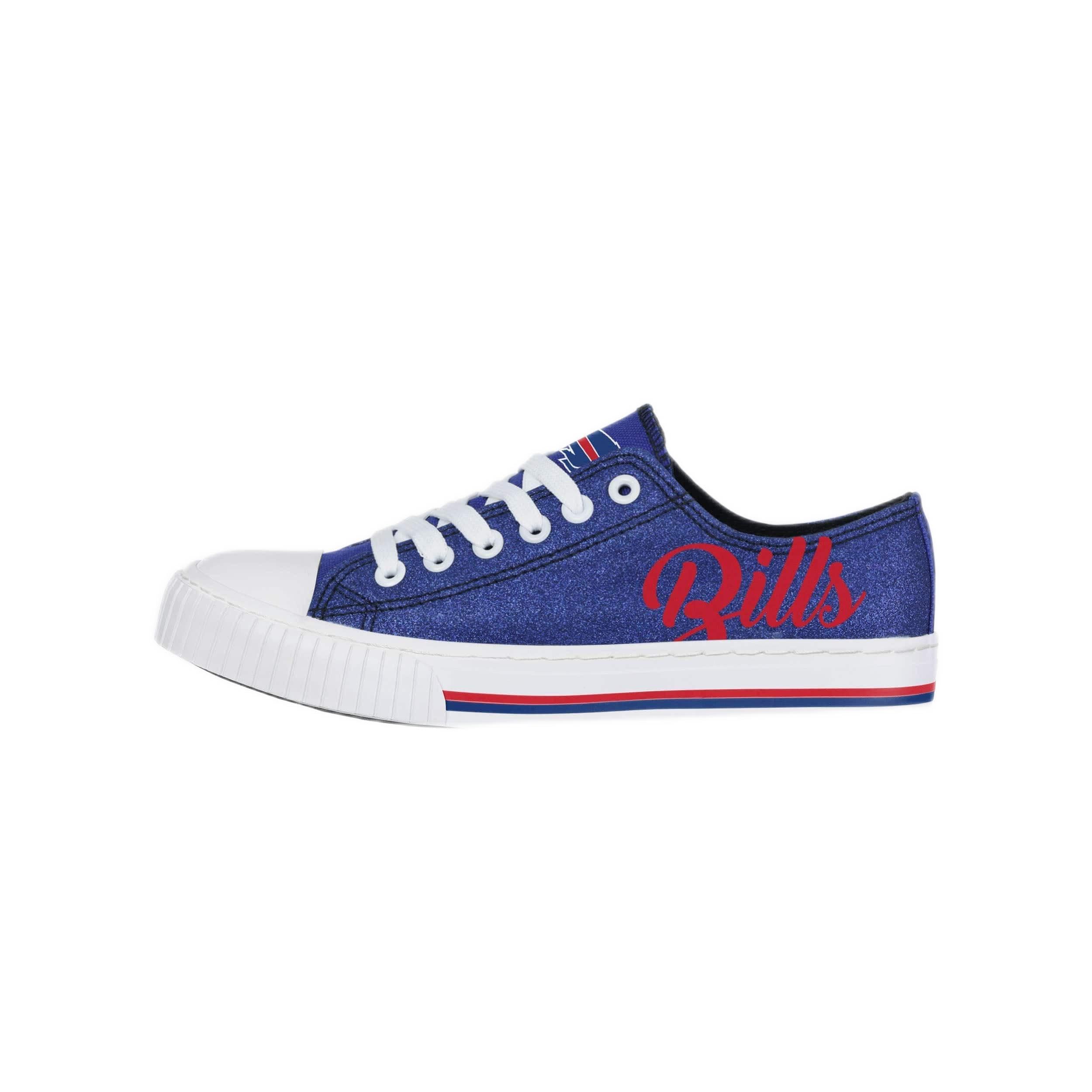FOCO Womens NFL Team Logo Ladies Fashion Color Glitter Low Top Canvas Sneakers Shoes