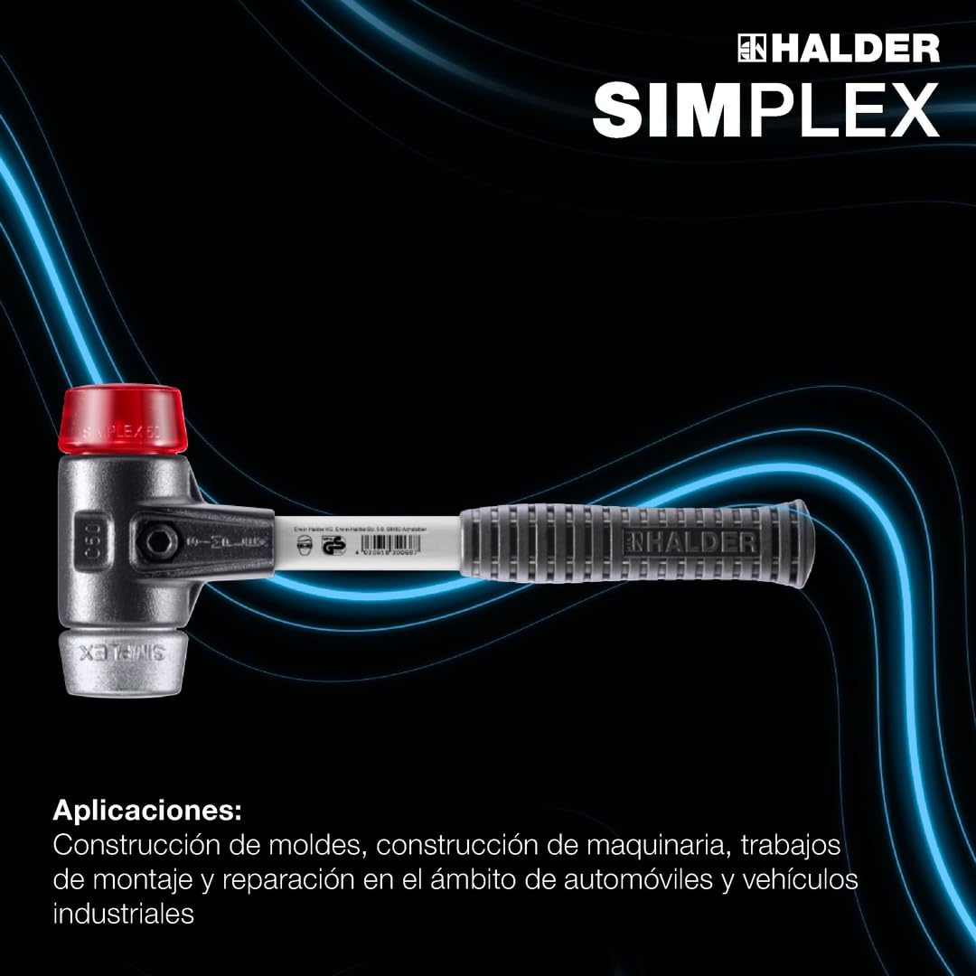 Halder 3769060 mazo de plástico/metal suave con mango con fibra, multicolor, 60 mm