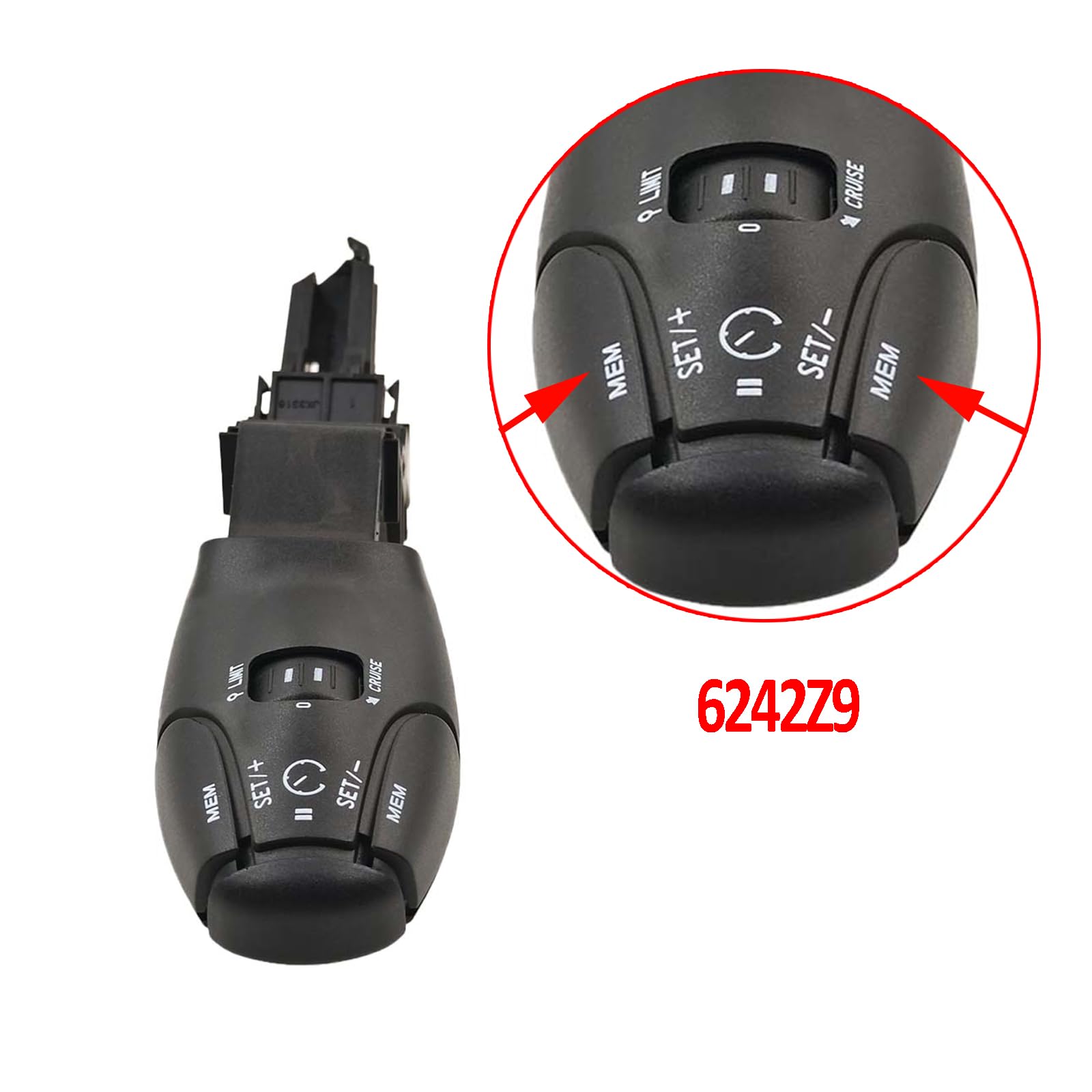 Commutateur De Régulateur De Vitesse Interrupteur de régulateur de vitesse Compatible avec Citroën C2 Peugeot 307 308 408 206 207 301 3008 6242Z9 6242.Z9(8 broches)