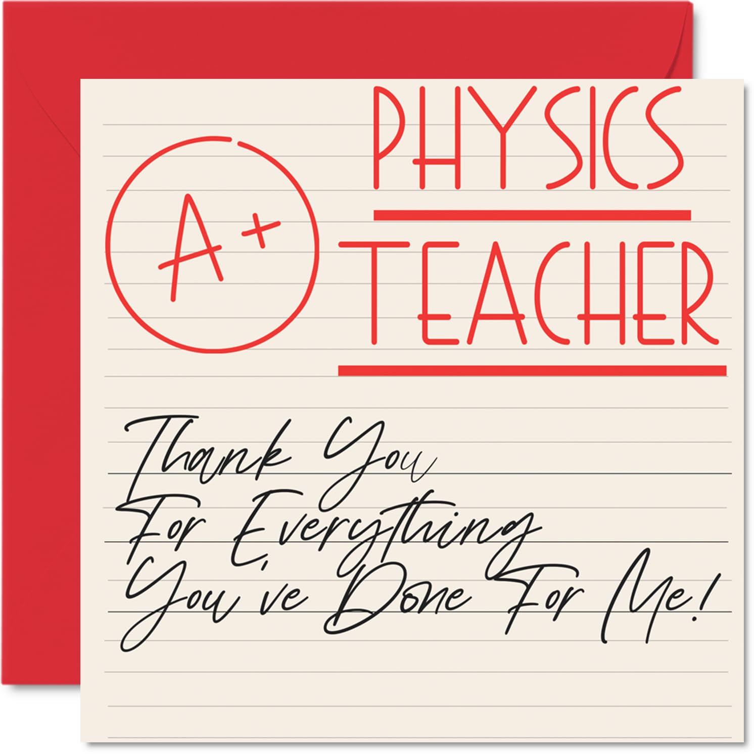 Thank You Cards Physics Teacher A+ Teacher Greeting Gifts Heartfelt 145mm New