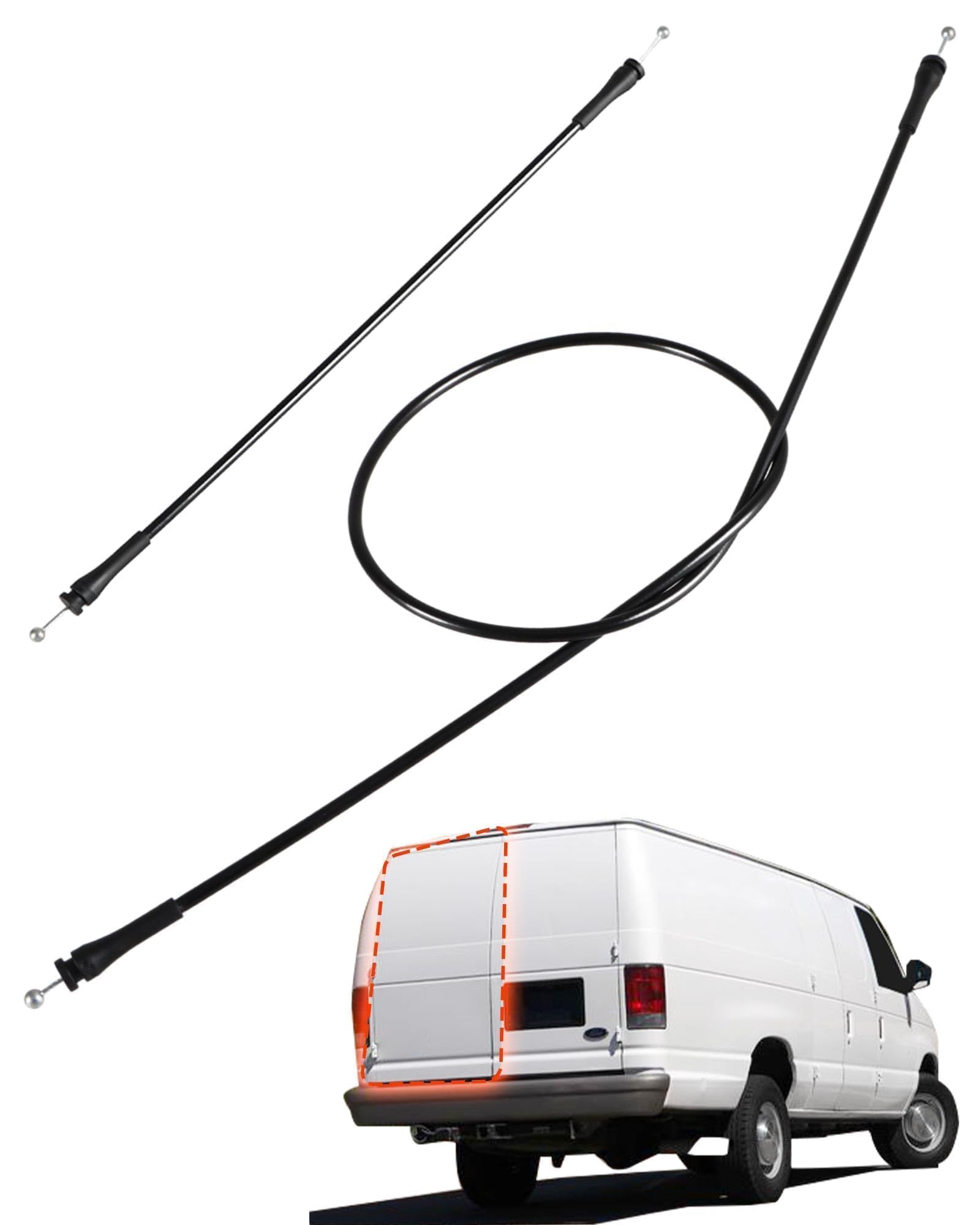 Rear Left Cargo Door Upper &amp; Lower Latch Release Cables Compatible with Ford E-150 E-250 E-350 1992-2019 E-450 2002-2019 Club Wagon Super Duty Replace# 8C2Z15431A03A,6C2Z1543286AA,F2UZ15264A65B